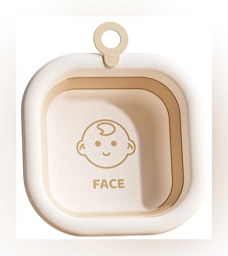 Cada Pliabila pentru Baie pentru Copii, Flippy, Cadita pentru Bebelusi, Model Patrat pentru Fata, Maro, 30x30x3.5 cm, 3.5 L