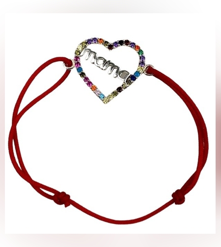 Bratara Snur Reglabil, Argint 925, Mama Cu Zirconii Colorate, Jolie Silver, 1.2 g, 2 cm x 1.5 cm