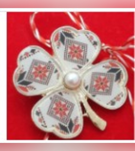 Set 12 Brose Martisor Primavara Trifoi Traditional cu Perla
