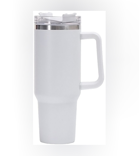 Cana Termos din Plastic, pentru Bauturi Calde si Reci, cu Maner, 9.9x9.9x27 cm, Alb