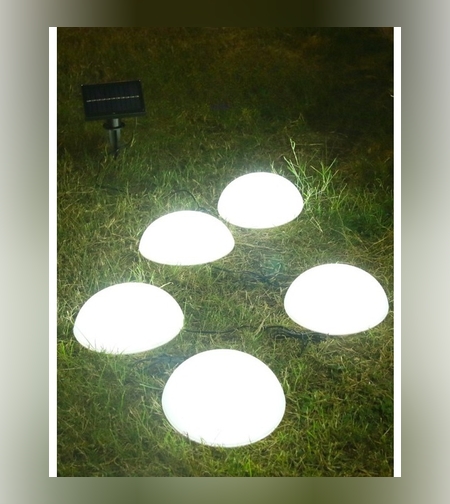 Decoratiune pentru gradina, lampi solare in forma de ciuperca, 5 ciuperci, alb rece