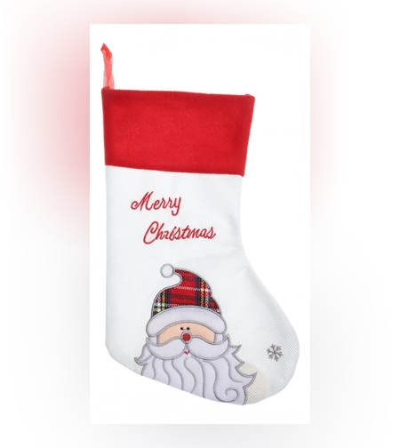Ciorap Cadouri, culoare alba, imprimeu Mos Craciun, marimea 16x30 cm, Flippy