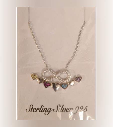 Colier Argint 925 Infinit cu 7 Inimi, cu Zirconiu, Colorat