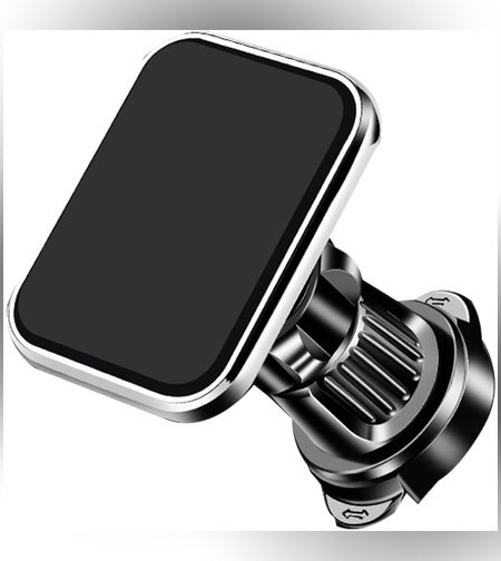 Suport Auto pentru Telefon, Flippy, MagSafe, cu Magnet, Prindere Grila de Ventilatie, Detalii Fine, Rotativ 360 de Grade, Plastic Magnet Silicon, 5.1x3.9 cm, Negru Argintiu