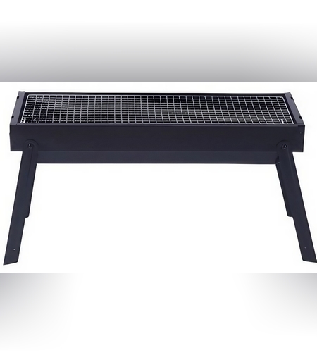 Gratar Portabil, Flippy, Confectionat din Metal, pentru Picnic, Gradina, Terasa, Camping, Dimensiuni Reduse, 60x22x23 cm, Negru
