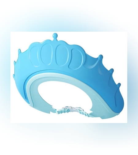 Viziera de Protectie Baie Pentru Copii, Fippy, Model Coronita, Dimensiune ajustabila, Durabil, Usor de curatat, Impotriva Samponului, pentru Ochi si Urechi, TPE+PP, 24x22 cm, Albastru