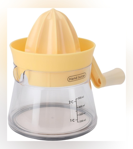 Storcator de Citrice Manual, Flippy, Rezistente, Usor de Folosit si Depozitat, Durabil, Calitativ, 16.5x13cm, Transparent/ Galben