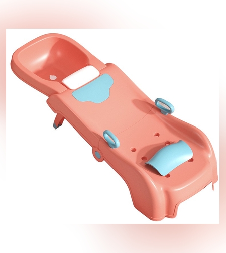 Suport Pliabil pentru Spalat Parul Flippy, Pentru Copii, cu Scurgere, cu Picioare Antialunecare, Material Polipropilena, Suport Cap Reglabil, cu Manere, 110 x 35 x 21 cm, Roz