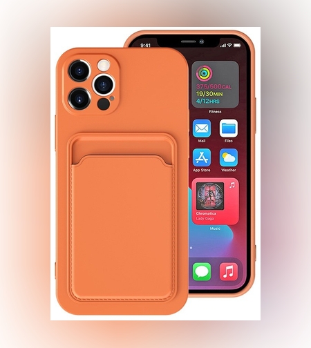 Husa protectie Flippy cu suport card compatibila cu Apple iPhone 13 Pro Max Portocaliu