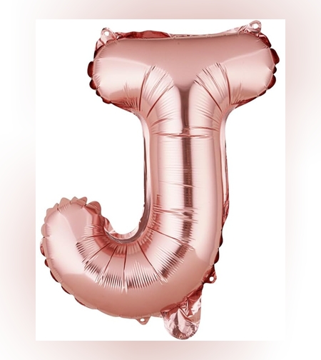 Balon Folie Metalizata Litera J, Flippy, 40 cm, Umflati cu Heliu sau Aer, Ambalaj Individual, Pai inclus, Rose Gold