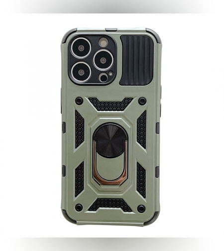 Husa de protectie Flippy compatibila cu Apple iPhone 13 Pro Defender Model 4 cu suport,Verde