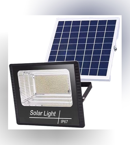 Lampă solară stradală, Flippy, 220 LED, 100 W, cu panou solar, brat de montare inclus