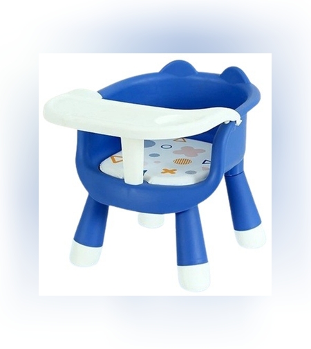 Scaun de Masa pentru Copii, Flippy, 2 in 1, Tavita Detasabila, Spatar Ergonomic, +6 Luni, Inaltime 36 cm, Albastru