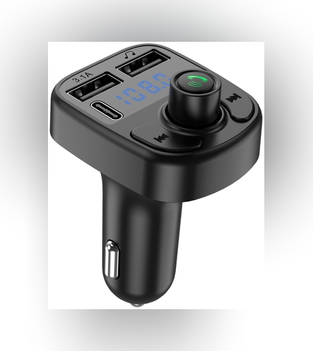 Incarcator Auto cu MP3 Player, Flippy, Bluetooth 5.0, 5V, 2 x USB, Type C, Negru