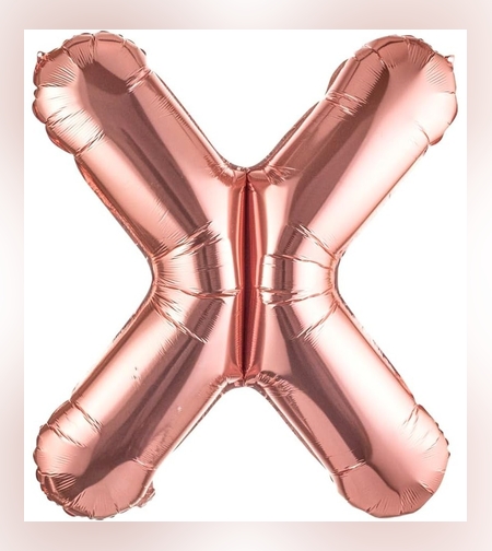 Balon Folie Metalizata Litera X, Flippy, 100 cm, Umflati cu Heliu sau Aer, Ambalaj Individual, Pai inclus, Rose Gold