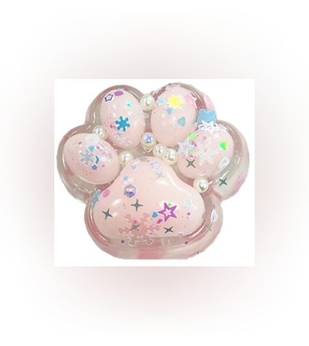 Jucarie Antistres Squishy, Flippy, cu Revenire Lenta, Squeeze Pinch Family, Model Cat Paw, Model cu Perlute, Ambalaj Transparent, Multicolor