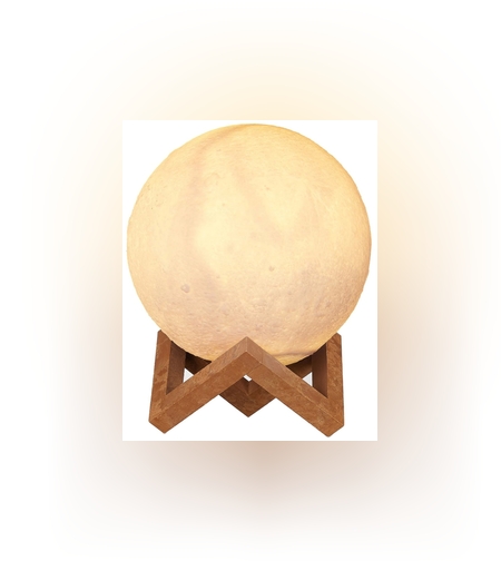 Lampa de veghe in forma de luna 3D Moon Light Alb Cald, alimentare baterii, stand plastic inclus, 8 cm, Flippy