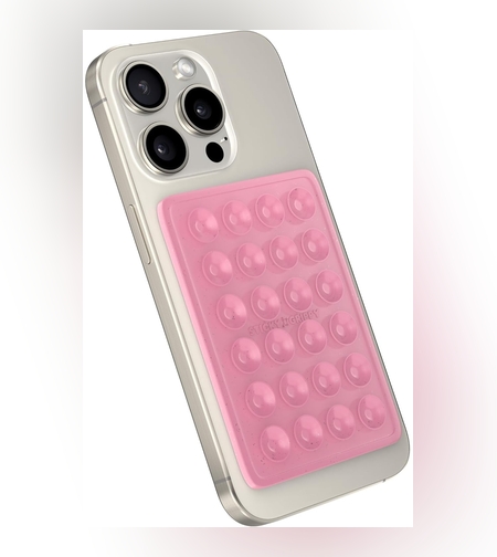 Suport Adeziv Universal, Flippy, pentru Telefon/Tableta, cu 24 Ventuze, potrivit pentru Tik-Tok/Selfie/Vizionare Video, din Silicon, 8 x 5.5 x 1 cm, Roz