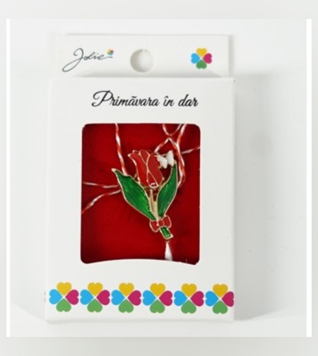 Martisor Brosa Mica in Cutie, Dimensiune Brosa 2.5-3 cm, Material Metal, Model Lalea