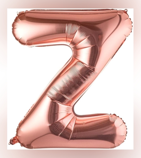 Balon Folie Metalizata Litera Z, Flippy, 100 cm, Umflati cu Heliu sau Aer, Ambalaj Individual, Pai inclus, Rose Gold