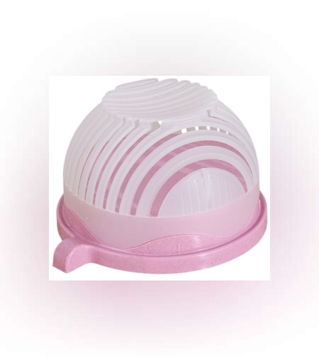 Bol Feliator pentru Salata, Flippy, Castron Multifunctional pentru Legume si Fructe, pentru Spalat si Taiat Legumele, cu Scurgere si Tocator, Ergonomic, Protectie pentru Maini, 21x18.5x11.5 cm, Roz
