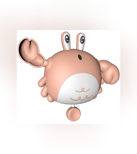 Jucarie de baie pentru copii, Flippy, crab, 10 cm, Roz cu fir