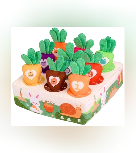 Jucarie Interactiva Montessori, pentru Copii, de Sortat pe Culori, Flippy, 9 Morcovi si Suport, Multicolor