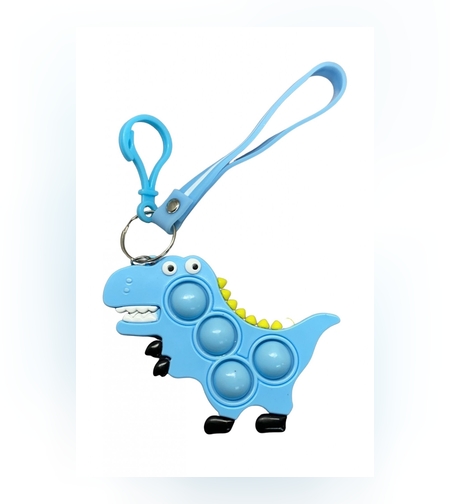 Jucarie antistres din silicon, Flippy, Pop It Now and Flip It, Simple Dimple, Breloc, Dinozaur, Bleu