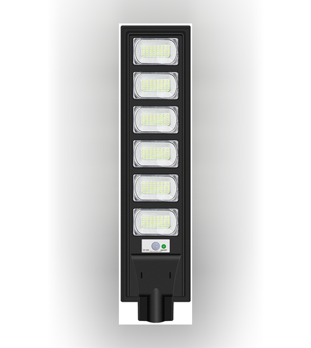 Lampa solara stradala Flippy, cu telecomanda, senzor de miscare si lumina, suport prindere, 288 LED-uri, IP65, ABS, 15AH, 300W, temperatura culoare 6500K, 79x18.8x5 cm, autonomie 10-12 ore, negru