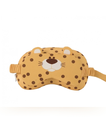 Masca de dormit, Flippy, 2 in 1, cu Tetiera, din Particule de Spuma si Bumbac, Model Leopard ,Portocaliu