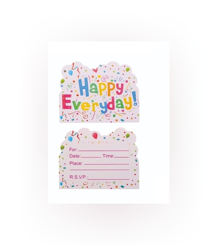 Set 10 Invitatii pentru Petrecere, Flippy, Model Happy Everyday, 17 x 12 cm, Multicolor