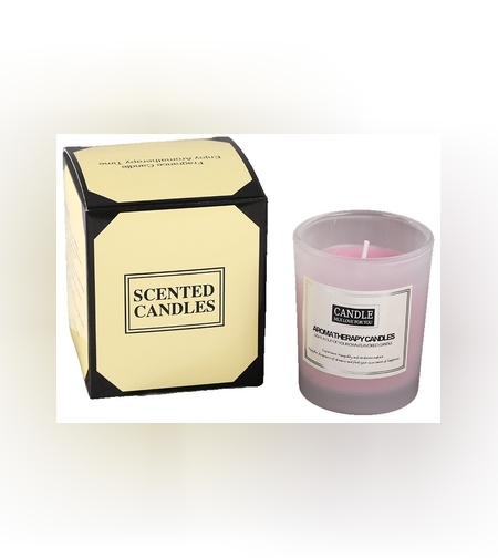 Lumanare Parfumata, Flippy, Model Borcan Translucid, 6.2 x 5.2 cm, Aroma de Trandafir, Roz