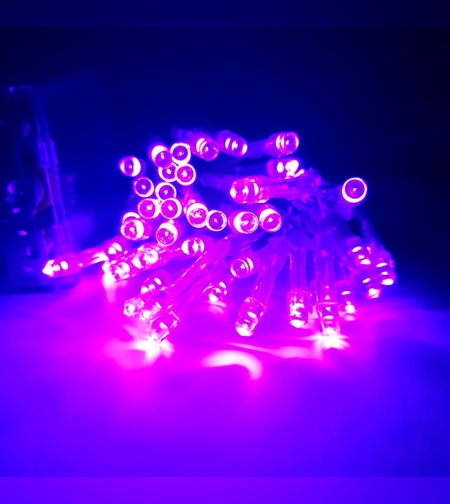 Instalatie de Craciun cu Baterii Fir Transparent  Tip Sir 5 m 50 LED -uri Mov