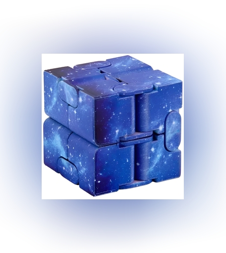 Jucarie Interactiva Antistres cu Miscari Infinite, Cub Magic, 3 ani, 4x4x4cm, Albastru