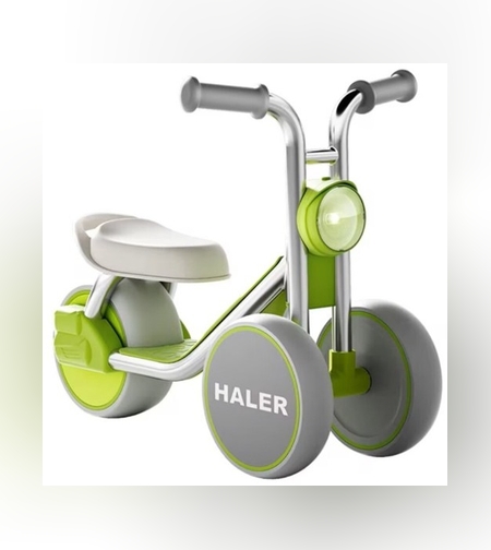 Tricicleta pentru Copii, Flippy, Exercitiu de Echilibru, pentru 1-6 Ani, Lumina LED, Fara Pedale, din Plastic, Roti 7.8 cm, Greutate Portanta 50 kg, 43 x 58 x 35 cm, Verde