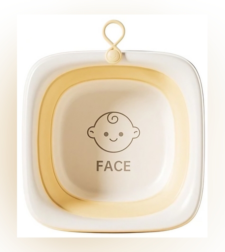 Cada Pliabila pentru Baie pentru Copii, Flippy, Cadita pentru Bebelusi, Model Patrat pentru Fata, Galben, 32x27.5x3.7 cm, 4 L