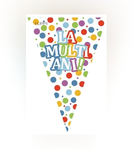 Set 10 Stegulete Tip Banner, Flippy, Colectia LA MULTI ANI , 270 cm Lungime, din Hartie Cretata, Multicolor