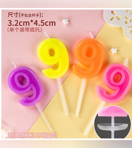 Lumanare Tort, cifra 9, Flippy, Culoare Random