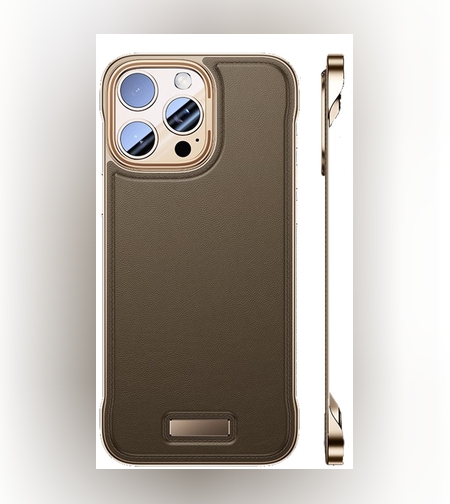 Husa pentru iPhone 16 Pro, husa de protectie pentru telefon, Flippy, Design Modern fara margini, din Piele PU, Subtire, Desert Gold