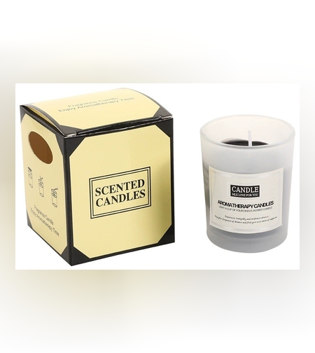 Lumanare Parfumata, Flippy, Model Borcan Translucid, 6.2 x 5.2 cm, Aroma de Lemn de Santal, Negru