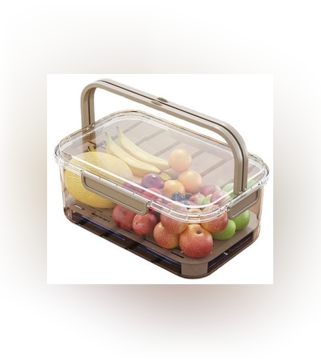 Cutie de Depozitare Portabila, Flippy, cu Separator pentru Gheata si Scurgere, Mentine Rece, Caserola Pranz, 25x16.5x11.5 cm, Gri/Transparent