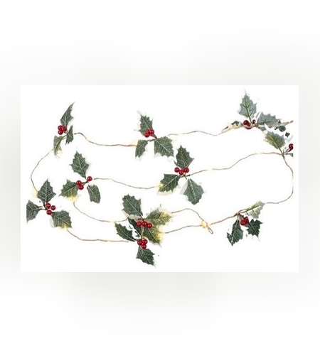 Instalatie Craciun cu baterii, 2 metri, 20 LED-uri tip fructe rosii, Alb Cald, Flippy