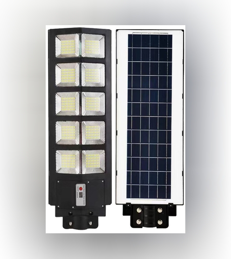 Lampa solara stradala Flippy, cu telecomanda, senzor de miscare si lumina, suport prindere, 225 LED-uri, IP65, ABS, 15AH, 300W, temperatura culoare 6500K, 69.5x24.3x6.8 cm, autonomie 10-12 ore, negru