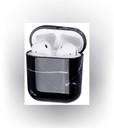 Husa AirPods cu Inel Prindere Marble Negru