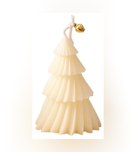 Lumanare de Craciun Parfumata, Flippy, Lumanare Rotativa cu Aromaterapie, Model Brad de Craciun forma Lunga, din Ceara de Soia, 11 x 8 x 8 cm, Alb