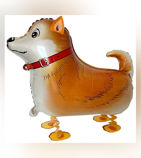 Balon din Folie Metalizata, Flippy, Figurina Animata, Model Catel, 59x44 cm, Ambalaj Individual, Pai Inclus, Umflare cu Aer sau Heliu, Maro inchis