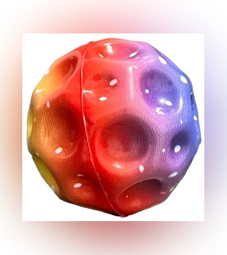 Minge Saltareata Hiperelastica, Flippy, Space Moon Ball foarte Elastica, Antistress pentru Copii, Diametru 66 mm, Multicolor Rosu