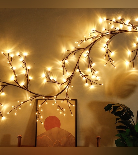 Instalatie Craciun tip Creanga Flippy, 144 LED-uri, Conectare USB, 8 Jocuri de Lumini, Telecomanda, 2.5 m, Prelungitor 2 m, 3V, Fir Negru, Alb Cald