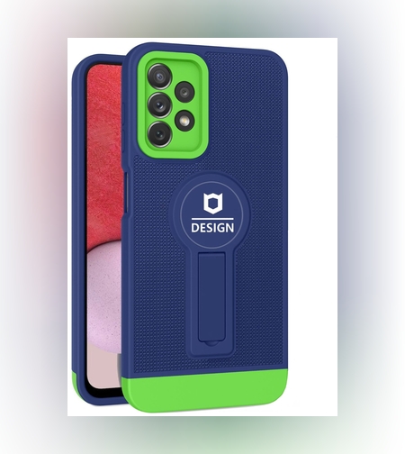 Husa Armor Design cu Stand pentru iPhone 12, Albastru/ Verde, Suport Auto Magnetic, Wireless Charge, Protectie Antisoc, Flippy