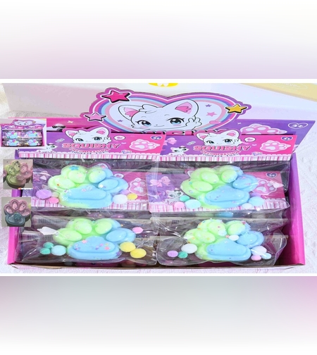 Jucarie Antistres Squishy, Flippy, cu Revenire Lenta, Labuta de Pisica Pufoasa, 7.5 cm, Ambalaj Transparent, Model 27059, Multicolor